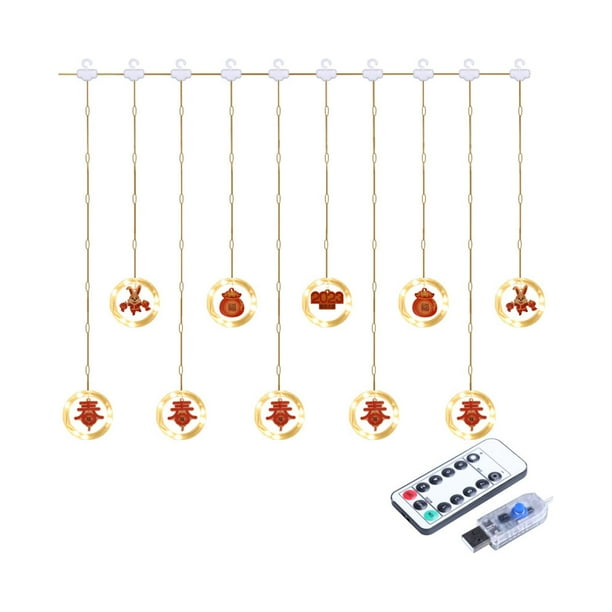 Luz de carámbano para Festival de primavera, luz colgante impermeable para exteriores, interior, Hada IP44, para casa, cortina, porche, decoración de Mando a distancia USB Sunnimix carámbano de luz