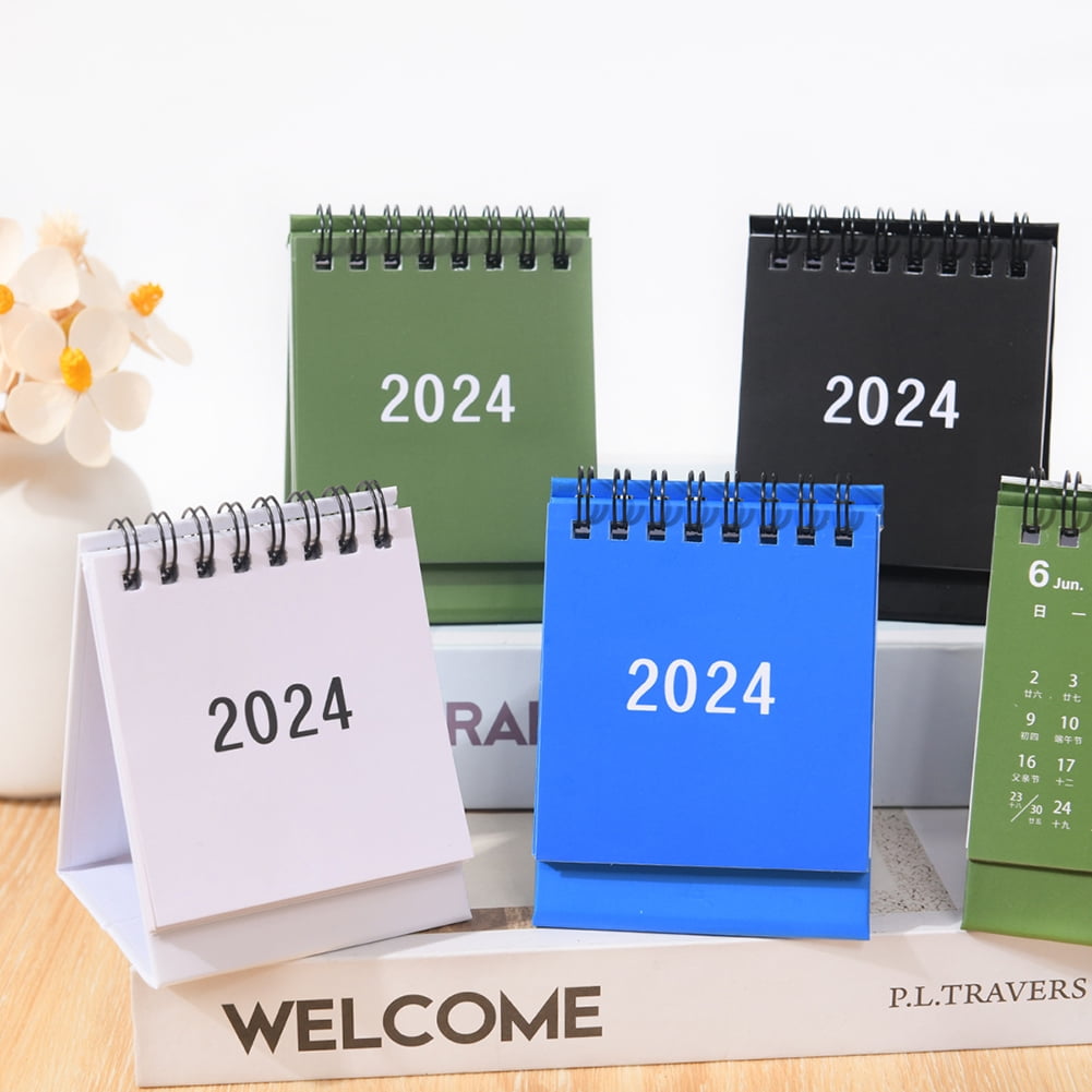 2024 Mini Desk Calendar 360 Degree Page Turning Stable Desk Calendar for  Schedul