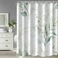 thumbnail image 3 of Eucalyptus Shower Curtain, Spring Sage Green and Gold Abstract Leaves Shower Curtain Set for Bathroom Waterproof Fabric Watercolor Botanical Bathroom Decor with Hooks, 72x72 Inch, 3 of 6