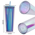 thumbnail image 2 of Glass with lid and straw, Plastic, 750ml, Blue, 2 of 5