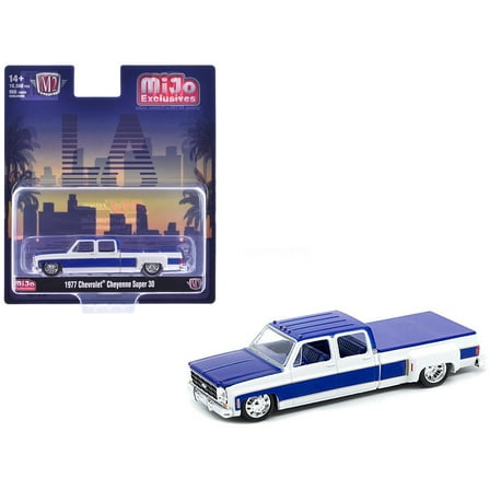 1977 Chevrolet Cheyenne Super 30 Pickup Truck White and Blue "LA" Limited Edition to 10560 pieces Worldwide 1/64 Diecast Model Car by M2 Machines