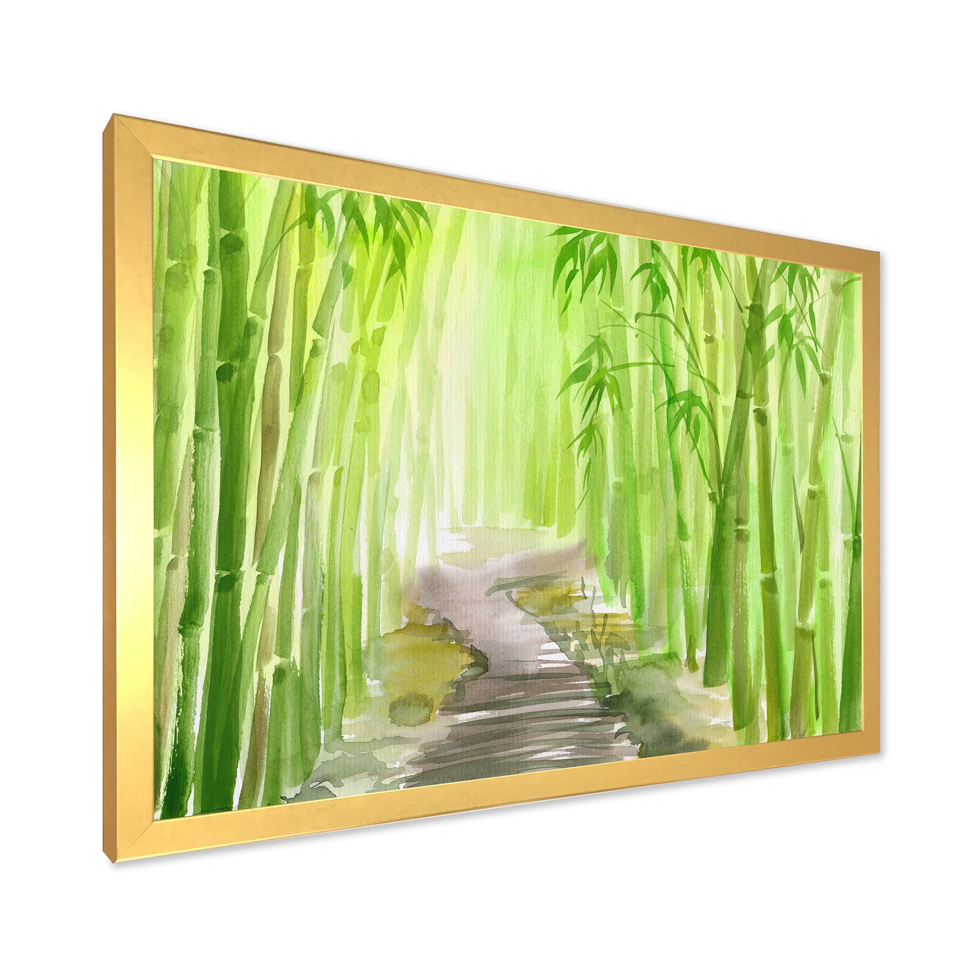 Designart 'Path in Green Bamboo Forest' Traditional Framed Art Print