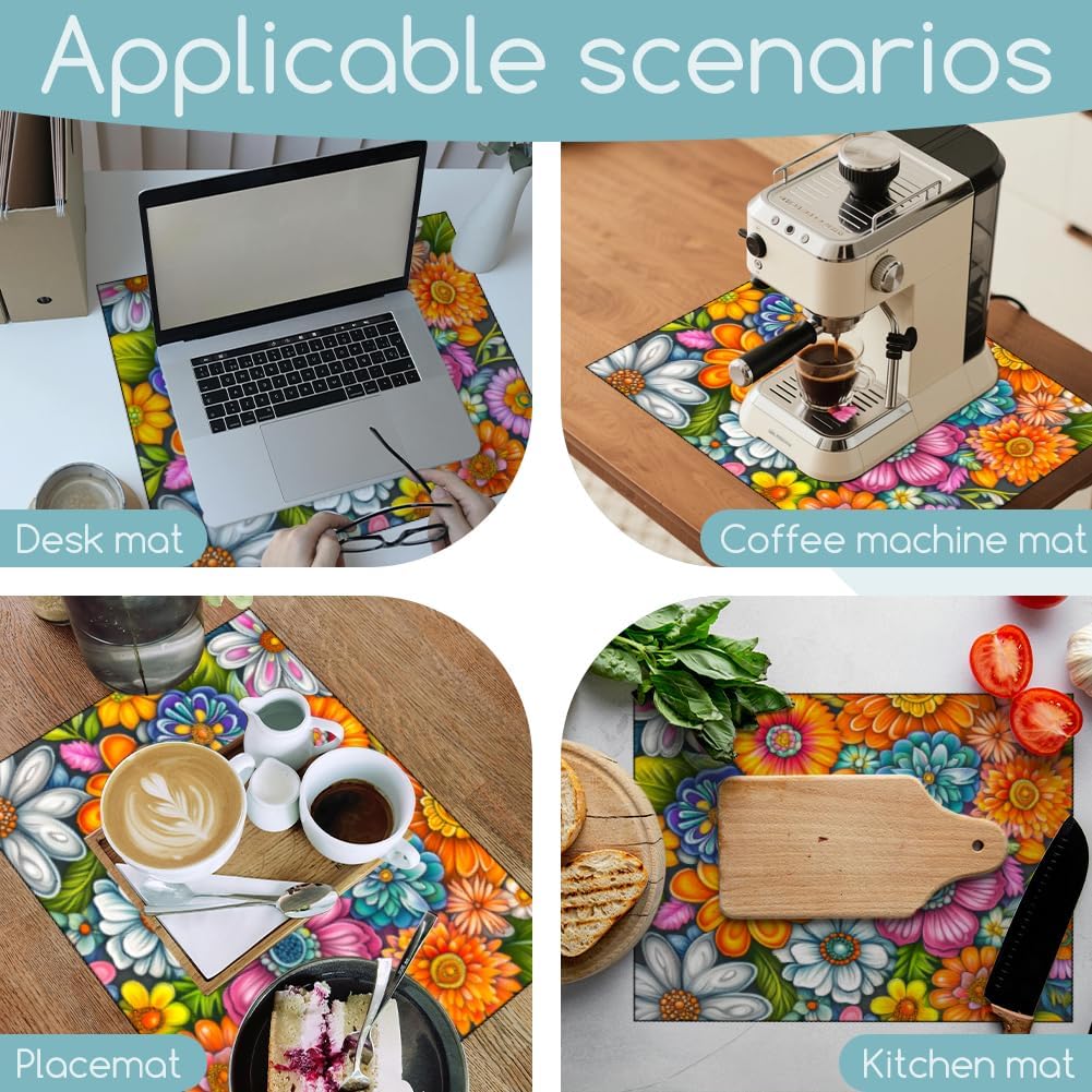 Boho-Flower Washer Dryer Dust Cover 23.6×19.7inch Mandala Washing Machine Top Protector Pads Non Slip Washing Machine Top Covers