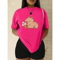 thumbnail image 3 of Playera blusa De Capybara Comiendo Helado Capibara Ropa De Mujer Chic Color Fucsia Talla Chica Marca Emil SaEs, 3 of 4
