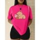 thumbnail image 3 of Playera blusa De Capybara Comiendo Helado Capibara Ropa De Mujer Chic Color Fucsia Talla Chica Marca Emil SaEs, 3 of 4