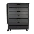 thumbnail image 2 of Jela Solid Wood 7 Drawer Gate Leg Roll Cart Desk in Black, 2 of 9