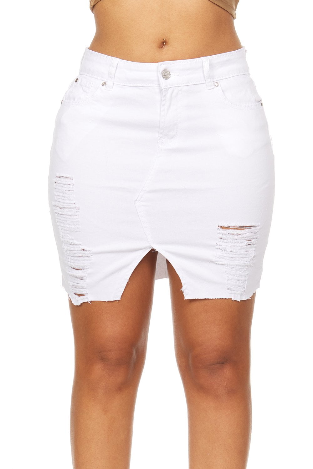 walmart white denim skirt