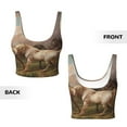 thumbnail image 5 of Haiem Three Horses Oil Painting Pattern Womens Sports Bra - U Neck Padded Low Impact Yoga Bra Workout Crop Top Gym Moisture-Wicking Workout Vest -Large, 5 of 9