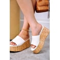 thumbnail image 3 of Cape Robbin Banka White Slip On Round Open Toe Chunky Wedge Heel Fashion Sandals (White, 8), 3 of 3