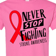 thumbnail image 4 of Inktastic Never Stop Fighting Stroke Awareness Red Ribbon T-Shirt, 4 of 5