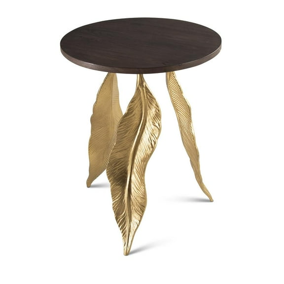 Steve Silver Verna Gold Leaf and Wood Accent Table