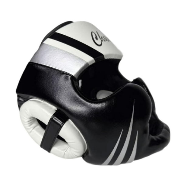 Casco de boxeo transpirable para Muay Thai, Karate y Taekwondo. Blanco y negro