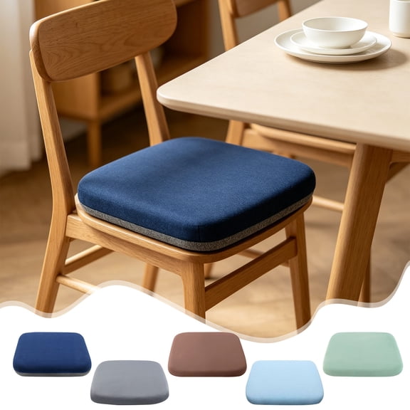 FEOLGEHLY Memory Foam Seat Cushion, Seat Cushions for Office Chairs, Dining Room Chairs, Outdoor Seat Cushions for Patio Chairs, Breathable Seat Cushions for Home Office 17.7x17.7 in (Blue)