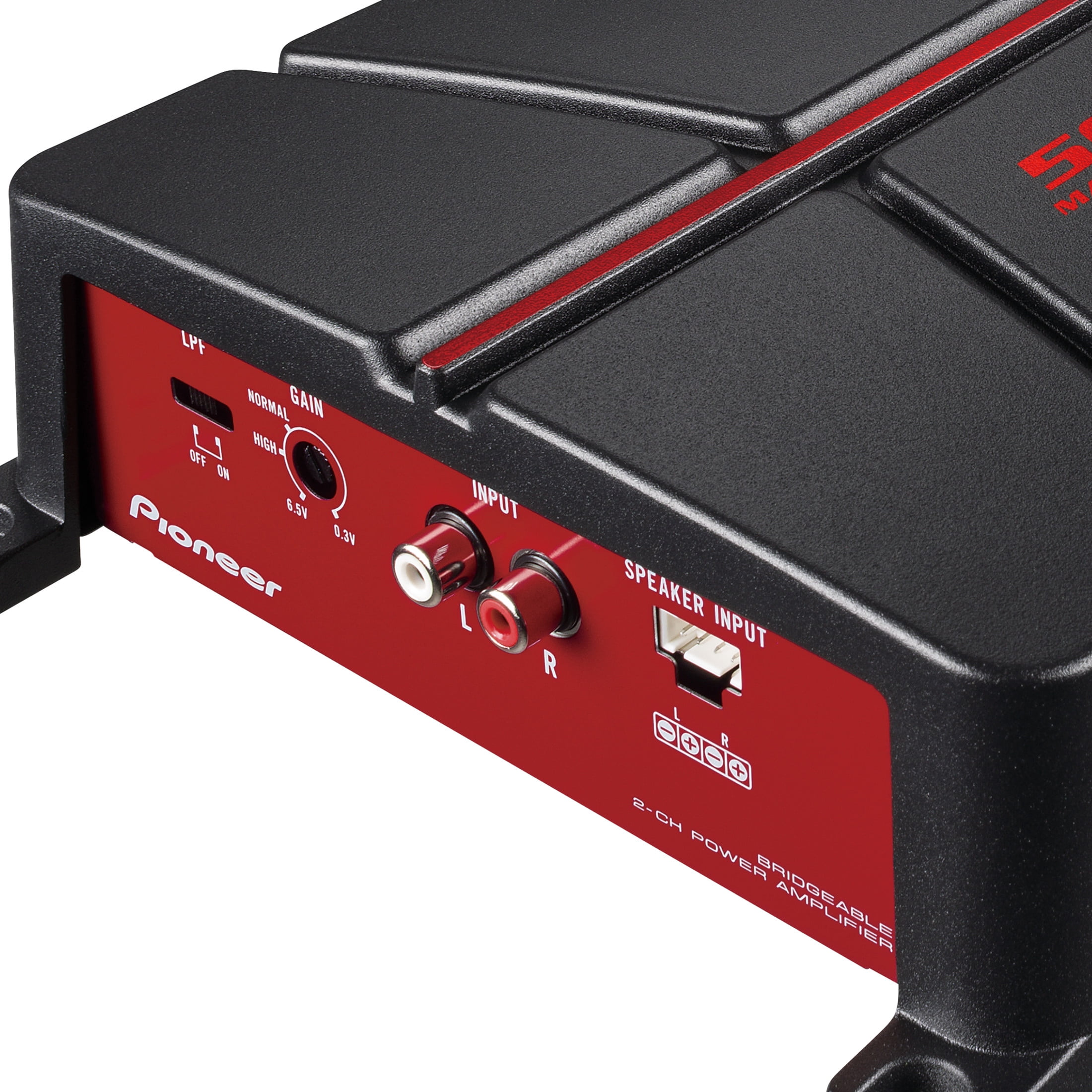 Pioneer GM-A3702 2-Channel Car Amplifier – 500W Max, Class AB, Bridgeable Design, Automatic Signal Sensing and Turn-on, Built-in high-/Low-Pass Filter