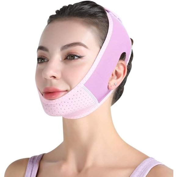 Sllic® VSculpt - Reusable Adjustable Double Chin Reducer Strap - Face Slimming & Shaping V-Line Lifting Mask for Women, Comfortable & Breathable, One-Size-Fits-All, Chin Strap For Sleeping Purple