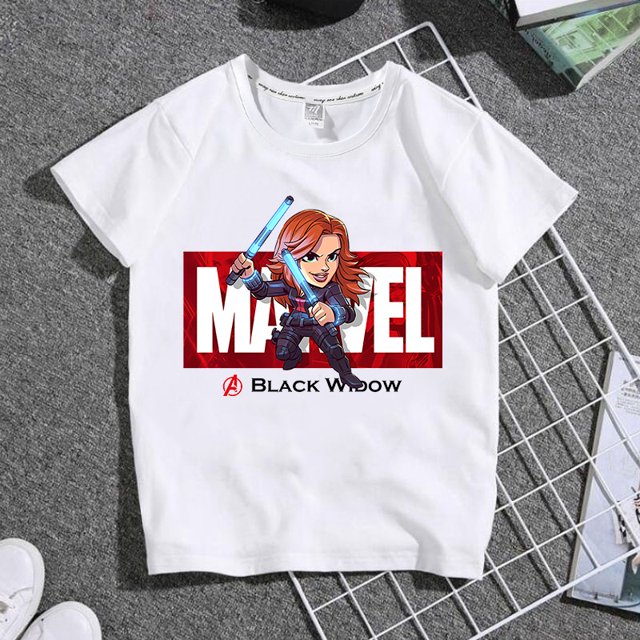 Kids Summer Tops Tees Cartoon Spiderman White Short Sleeve T-Shirt