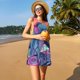 thumbnail image 3 of Fotbe Hip-Hop DJ Dolphin Vestido de Verano sin Mangas para Mujer – Vestido Midi Línea A, Estilo Camiseta Floral, Vestido Playero Casual y Fluido, 3 of 7