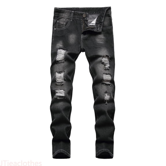 JTieaclothes Boys Jeans Summer Pants Elastic Waist Boys Jeans With Pocket Baggy Pants Vintage Pants for Outdoor Casual School,Boys Pants Sizes 6-7 Years