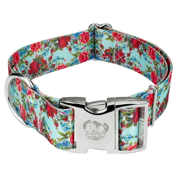 Country Brook Petz® 1 1/2 inch Premium Vintage Roses Dog Collar, Medium