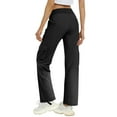 thumbnail image 5 of ManxiVoo Women's Lightweight Cargo Pants Adjustable Waist Straight Leg Athletic Travel Hiking Casual Comfortable Outdoor S Size Black, 5 of 7