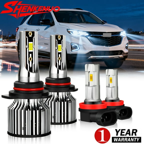 For 2018 2019 2020 chevy equinox Combo LED Headlight High Low Beam Fog Light Bulbs Kit 6500K Pack of 4
