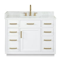 Gavino 42" Wood Vanity in White with Composite Stone Top no Mirror