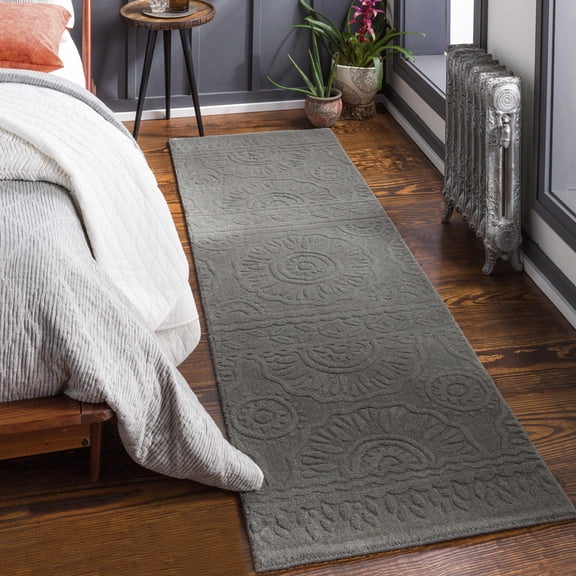 Hauteloom Eversholt Wool Hallway, Kitchen Runner Rug - Contemporary - Charcoal - 2'6" x 8'