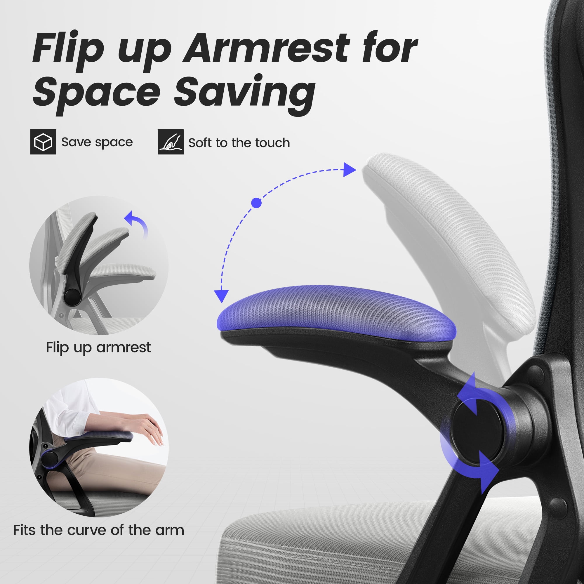 COOLHUT Ergonomic Office Chair, High Back Mesh Office Desk Chair with Headrest 500LBS, Executive Office Chair with Adjustable Aremrest, Home Office Swivel Desk Chair for Home Office, Light Gray