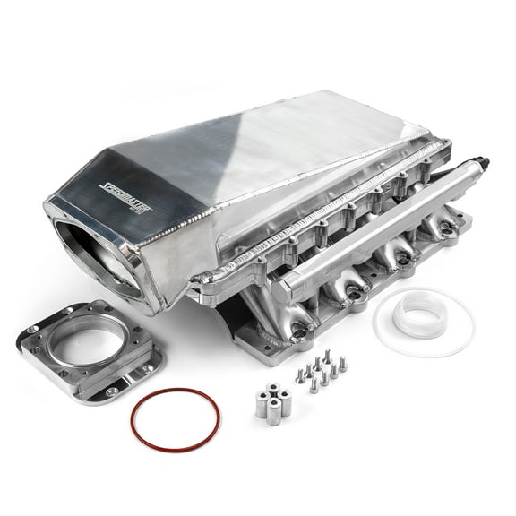 Speedmaster 1-148-055 Compatible with Ford 5.0L Coyote 2pc Fabricated Low Ram Air 98mm 4 Bolt EFI Intake Manifold Polished
