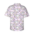 thumbnail image 3 of Uemuo Purple Rabbit Printed Regular Fit Short Sleeve Casual Hawaiian Shirt for Men,Aloha shirt,Tropical shirt,Floral print shirt,Vacation Beach shirt-, 3 of 9