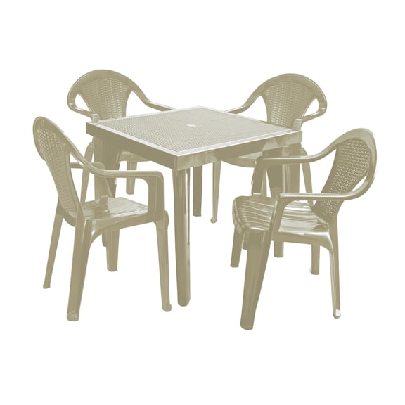 IWC 5-Piece Resin Rattan Outdoor Patio Dining Set, Taupe