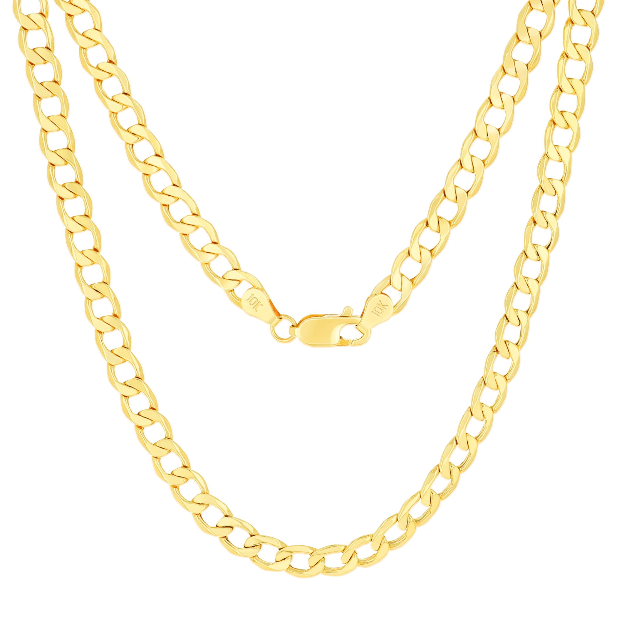 Nuragold 10k Real Yellow Gold Cuban Curb Link 5.5mm Chain Necklace (16"-30") Italian Jewelry for Men & Women