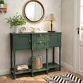 thumbnail image 3 of Console Table with 2 Drawers, Mid-Century Modern Entryway Table with Storage, Retro Narrow Long Behind Couch Sofa Table for Living Room, Foyer, Hallway, Green, 3 of 8