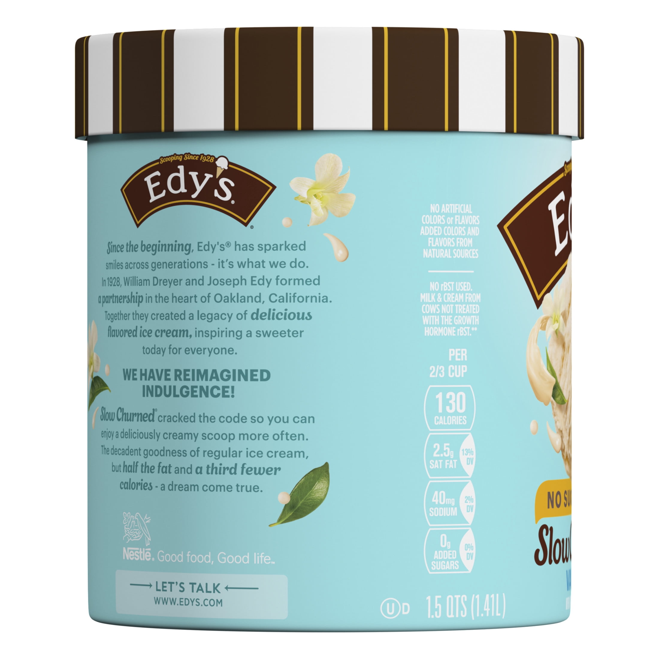 Edy's Dreyer's Slow Churned No Sugar Added Vanilla Light Ice Cream, Kosher, 1 Package, 48oz