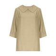 thumbnail image 3 of Cilsoka Women's 3/4 Sleeve Lapel Collar Summer Tops Dressy Collared Tunic Blouse Versatile Going Out Casual Shirts, 3 of 6