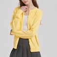 thumbnail image 6 of Lightweight Sweater Cardigan for Women Knitted Crew Neck Long Sleeve Button Down Coat Trendy Casual Comfy Clothes (XL, Yellow), 6 of 7