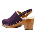 thumbnail image 4 of FSJ Women Closed Round Toe Clogs Fur Lining Rivets Wooden Chunky Mid Heel Slingback Mules with Studs Comfortable Shoes Size 8 Purple, 4 of 4