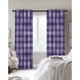thumbnail image 2 of Purple Plaid Black Out Curtains 72 Inch Long, Light Blocking Drapes with Black Liner, Modern Art Checkered Farmhouse Thermal Insulated Blackout Curtains for Bedroom Living Room 52"x72" 2 Panels, 2 of 8
