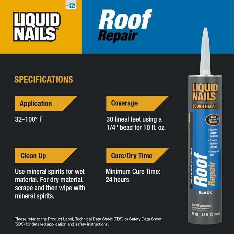 Liquid Nails Roof Repair Black Sealant RR 808 10.3 Ounces