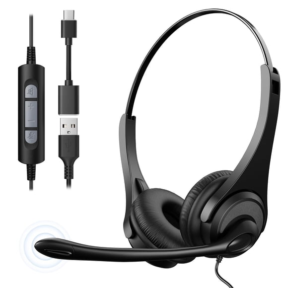 Auriculares USB Voistek con micrófono para ordenador portátil o PC con cable