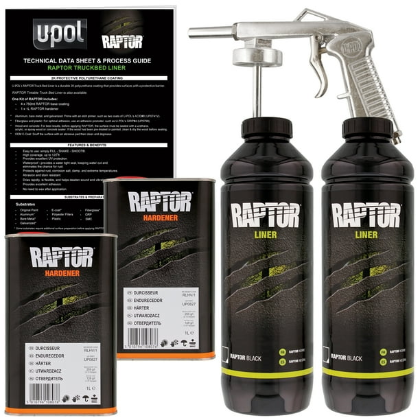 UPOL Raptor Black Urethane SprayOn Truck Bed Liner Spray Gun, 2