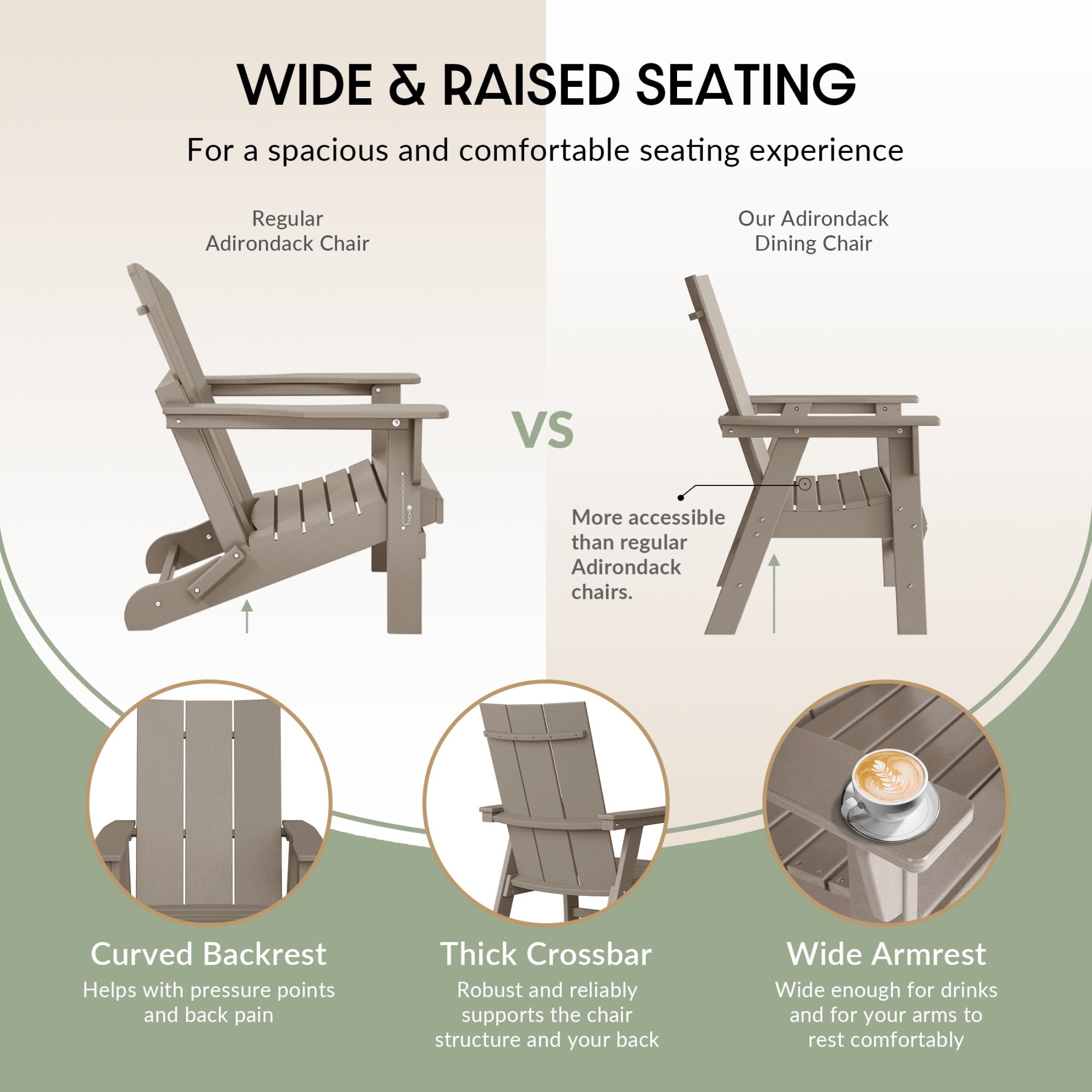 WestinTrends Ashore Outdoor Adirondack Dining Chair, Weathered Wood photo 3