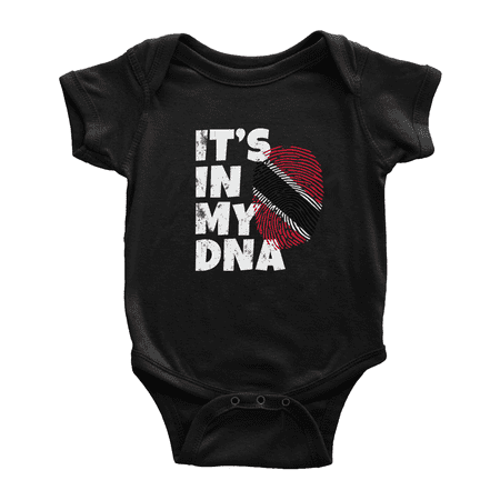 It's In My DNA Trinidadian Flag Country Pride Cute Baby Bodysuit (Black, 12-18 Months)