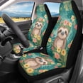 thumbnail image 2 of Yuyamidu Cute Sloth Car Front Seat Covers Set of 2 Flowers Vehicle Seat Protective Covers for Cars Sedan SUV Automobile Interior Sets, 2 of 7