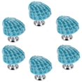 thumbnail image 1 of Joyindecor Tiradores de cerámica para cajones náuticos, con diseño de conchas marinas, para cocina, aparador, armario, pomos con temática de playa/océano, pomos costeros, paquete de 6 (azul), 1 of 5