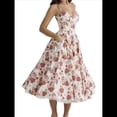 thumbnail image 2 of Vestidos de Invitada de Boda para Mujer, con Tirantes Finos, Corsé, para Fiesta de , con Encaje Floral, Vestidos Largos de Fiesta Flores Rojas M, 2 of 10