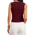 thumbnail image 4 of Sewkxo Womens Tank Tops V Neck Ribbed Sleeveless Tank Tops Slim Fitted Fitted Basic Top Casual Clothes 2026,Wine 2XL, 4 of 6