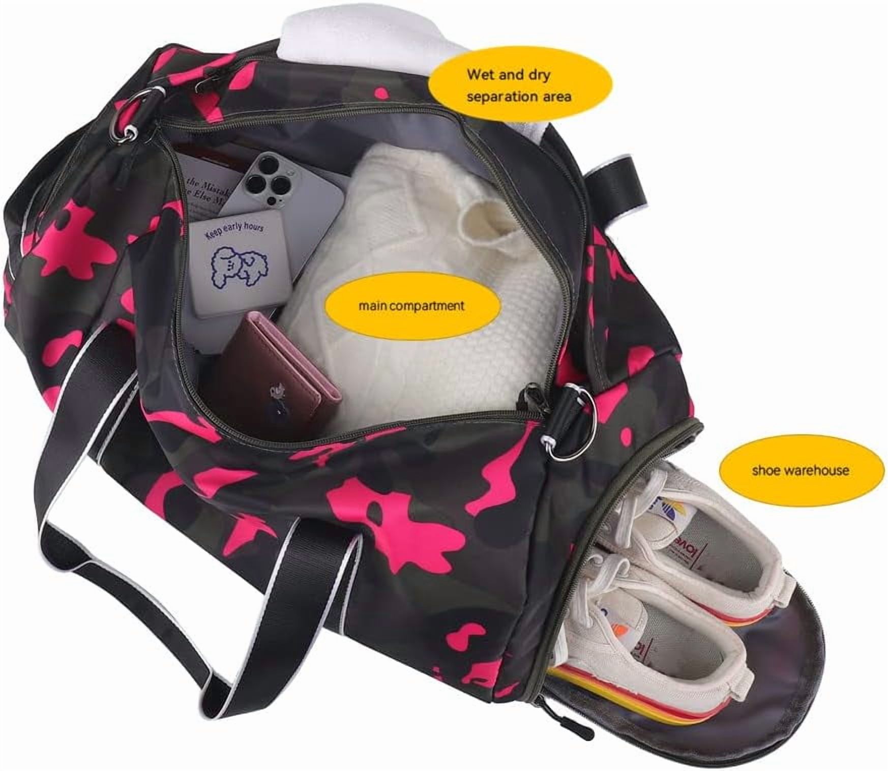 Kids Overnight Duffle Bag Girls Boys Sports Gym Bag with Shoe Compartment Wet Pocket Camouflage travel bag (ArmyGreen)