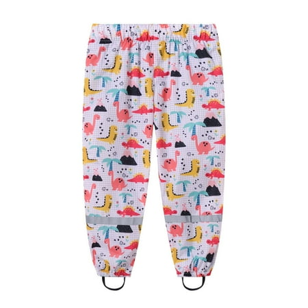 

DTBPRQ Toddlers Boys Girls Rain Pants Cartoon Print Trousers Raincoat Split Pants Mud Dirty Proof Lightweight Reflective Waterproof Unisex Rain Wear