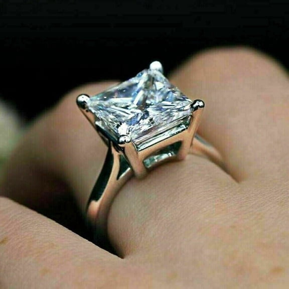 3.00 Ct Princess Cut VVS1/D Real Moissanite Solitaire in 14k White Gold Engagement Ring